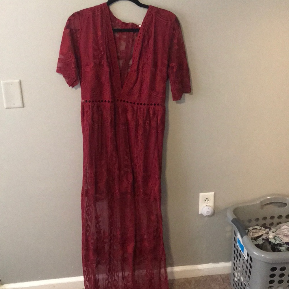 Long red romper